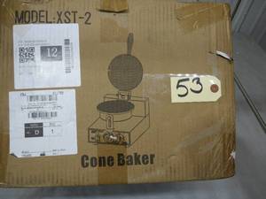 lot 53 image: VEVOR Commercial Ice Cream Cone Machine 110V Electric Waffle Makers 1200W Stainless Steel Egg Cone Baker New
