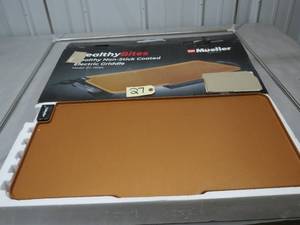 lot 27 image: Mueller Non-Stick Coated Electric Griddle with Removable Plate, Dishwasher Safe Cool-Touch Handles and Slide-Out Drip Tray 1800W Used