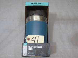 lot 41 image: Stanley 64oz Flip Straw Leak Proof Jug Blue