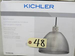 lot 48 image: Kichler Brushed Nickel ModernContemporary Tinted Glass Dome Pendant Light