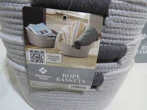 lot 83 image: 6 piece lot - Rope Baskets - Grey