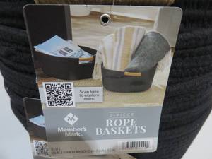 lot 84 image: 6 Piece Lot - Black Rope Baskets