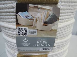 lot 85 image: 6 Piece Lot - White Rope Baskets