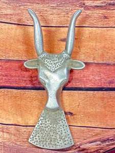Vintage Aluminum Boot Scraper Bull 10 Inches Tall