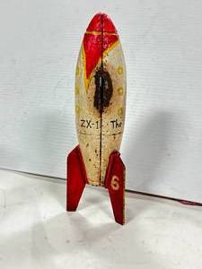 Metal Rocketship Bank 9 Inches Tall