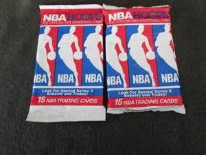 2- 1990 NBA Hoops 15 Card  Unopened...