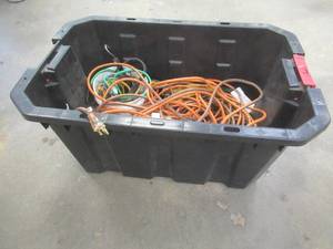 Bin of Misc Straps & Power Cords (USED IN WAREHOUSE)