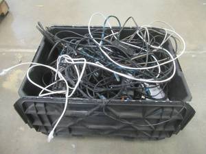 Bin of Computer Power Adapters & Computer Cables (SEE PHOTOS)