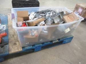 Large Bin of Electrical Items - Boxes, Wing Nuts & More