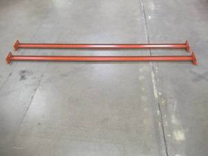 Lot of 2 - 2.5 in x 8 ft Teardrop Pallet Racking Beams in Orange