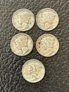 lot 3 image: Mercury Silver Dimes