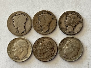 lot 13 image: Silver Dimes