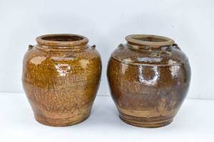 lot 63 image: 2 Large Antique South East Asian or Chinese Jars