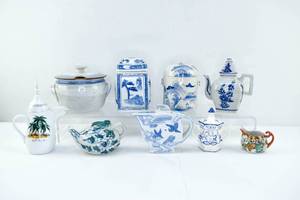 lot 80 image: 9 Teapots and Canisters
