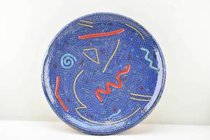lot 48 image: John Donoghue #6187 1990 Colorfully Glazed Stoneware Wall Hanging Platter