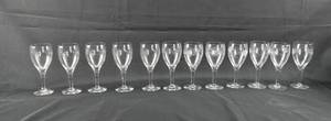lot 97 image: Two Sets of 6 Wine Glasses, Starburst and Floral Designs