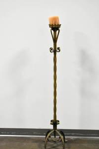 lot 159 image: Gilt Cast Iron Torchiere with Wheat Inlaid Candle