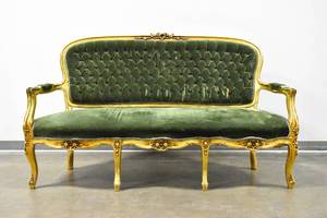 lot 161 image: Gilt Wood With Green Velvet Settee