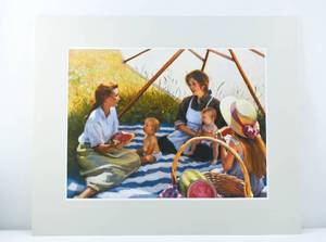 lot 219 image: J. Larson, Family Picnic Lithograph Editioned 9650