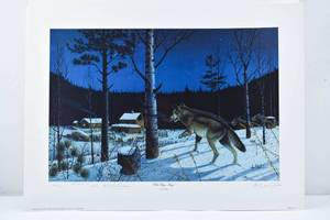 lot 221 image: Signed, Numbered, and Dedicated Les C. Kouba Offset Print Old Three Legs