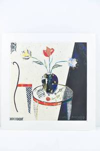 lot 224 image: Houaue Mixed Media Abstract Still Life Signed Artwork