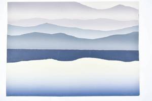 lot 233 image: Horizon Paper Collage Artwork Edition of 250, Mountain Sunset Motif