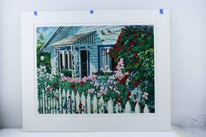 lot 238 image: Merryl Jaye Serigraph Print White Picket Fence, Numbered 23300