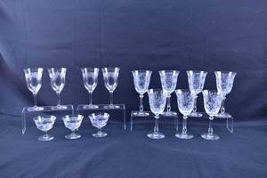 lot 257 image: Group of Etched Glass Stemware, 2 Patterns