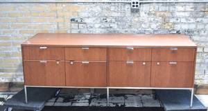 lot 258 image: Dunbar 8 Drawer Credenza, Teak, Walnut, Chrome
