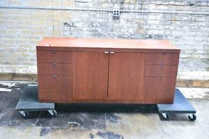 lot 261 image: Cherry Wood 6 Drawer and 2 Cabinet Credenza