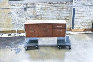lot 267 image: Alma Desk Company Walnut Wood 6 Drawer Credenza