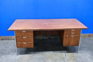 lot 274 image: Dunbar Walnut Wood 6 Drawer Desk