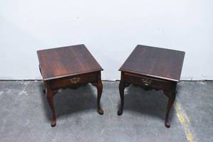 lot 177 image: Pair Cherry Wood Side Tables with Drawers