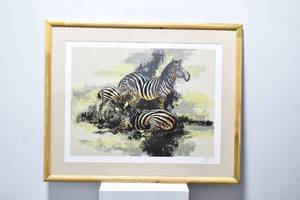 lot 19 image: Mark King Zebra Family Lim. Ed. Signed & Numbered Serigraph
