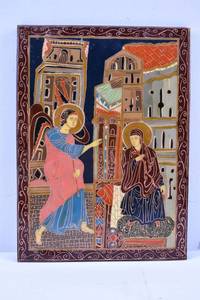 lot 353 image: Armenian Miniature Copper Painting of the Annunciation by Grigor