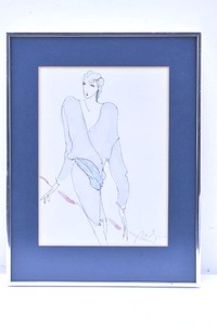 lot 359 image: Framed and Signed Fashion Sketch