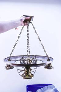 lot 105A image: Brass Chandelier with Pendant Crystals