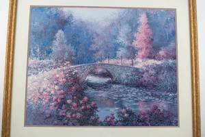 lot 363 image: Tan Chun C. Framed Print Bridge Over Stream