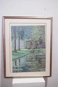 lot 369 image: 2 Large Serigraphs, Scott Nellis Refuge & E. Balcom Window with Blue Shutters