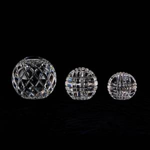 lot 47 image: Grp of 3 Crystal Orbs from Unknown Maker w Baccarat Boxes