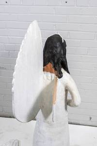 lot 144 image: Large Polychrome Ceramic Sculpture of an Angel in White