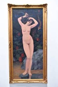 lot 306 image: Darrell Wirkkula 1990 Original Oil on Canvas Painting of Eve in the Garden of Eden