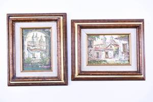 lot 319 image: Pair of Cityscape Oil Paintings