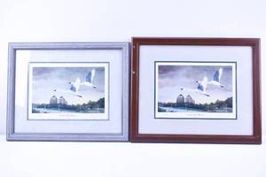 lot 322 image: Two Les Kouba Lithographs, Trumpeters Visit Wayzata