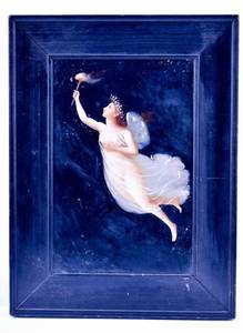 lot 323 image: Vintage Original Painting on Board of Angel w Torch