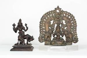 lot 203 image: Grp 2 Indian Bronze Deity Statues