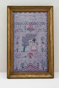 lot 343 image: Pair of Fine Reproduction Prints of Antique 18th c. American Needlework Embroidery Samplers