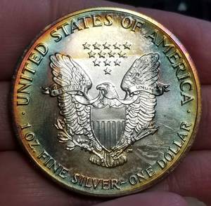 1989 AMERICAN SILVER EAGLE WITH AMAZING TONING