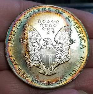 1991 AMERICAN SILVER EAGLE WITH AMAZING TONING