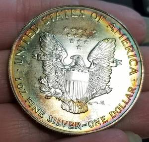 1993 AMERICAN SILVER EAGLE NICELY TONED